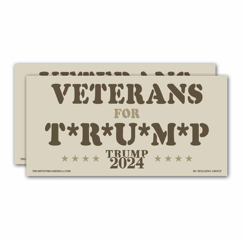 (Pack of 2) Bumper Sticker - Veterans for Trump
