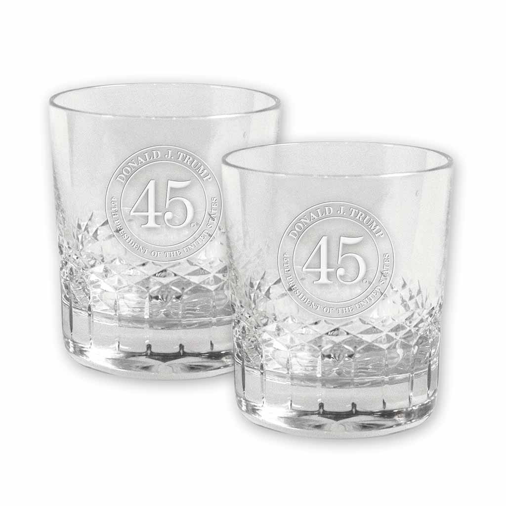 Trump 45 Crystal Rocks Glasses (set of 2)