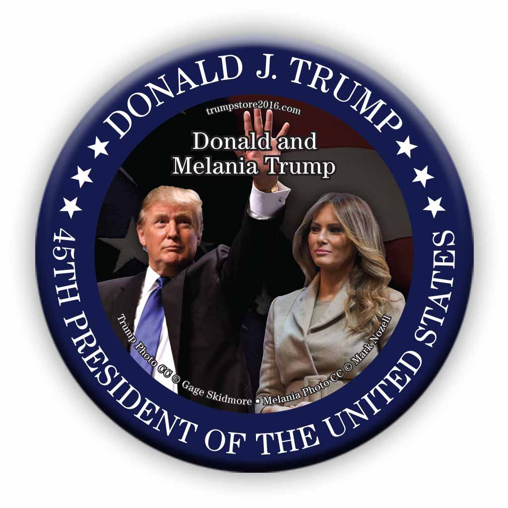 Trump Button - President Trump and First Lady Photo